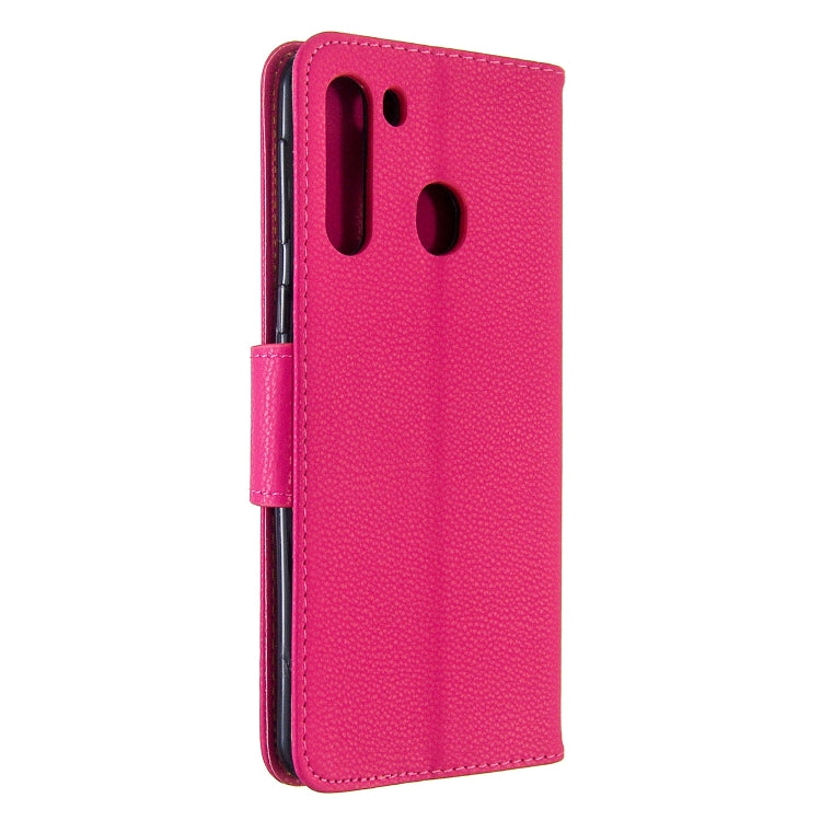 For Galaxy A21 Litchi Texture Pure Color Horizontal Flip PU Leather Case with Holder & Card Slots & Wallet & Lanyard