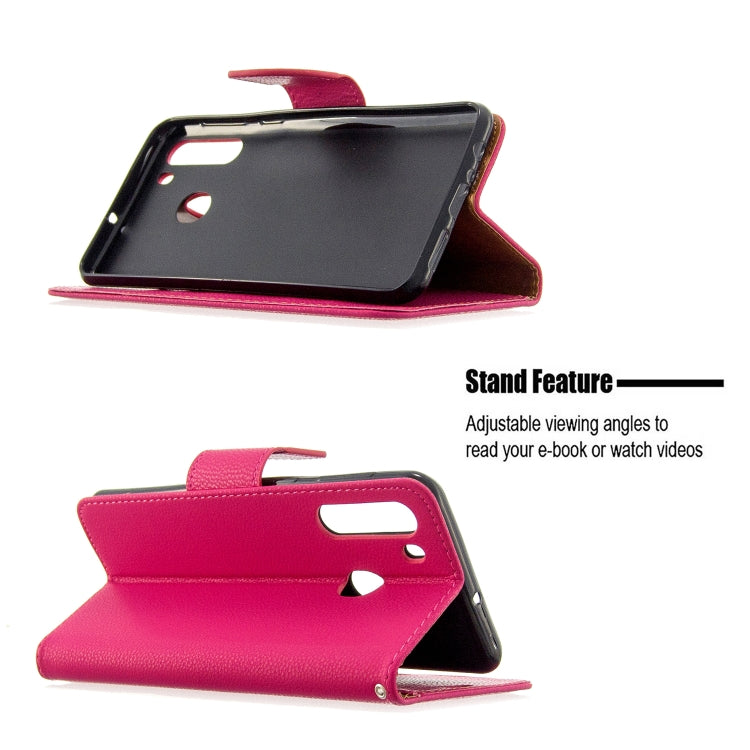 For Galaxy A21 Litchi Texture Pure Color Horizontal Flip PU Leather Case with Holder & Card Slots & Wallet & Lanyard