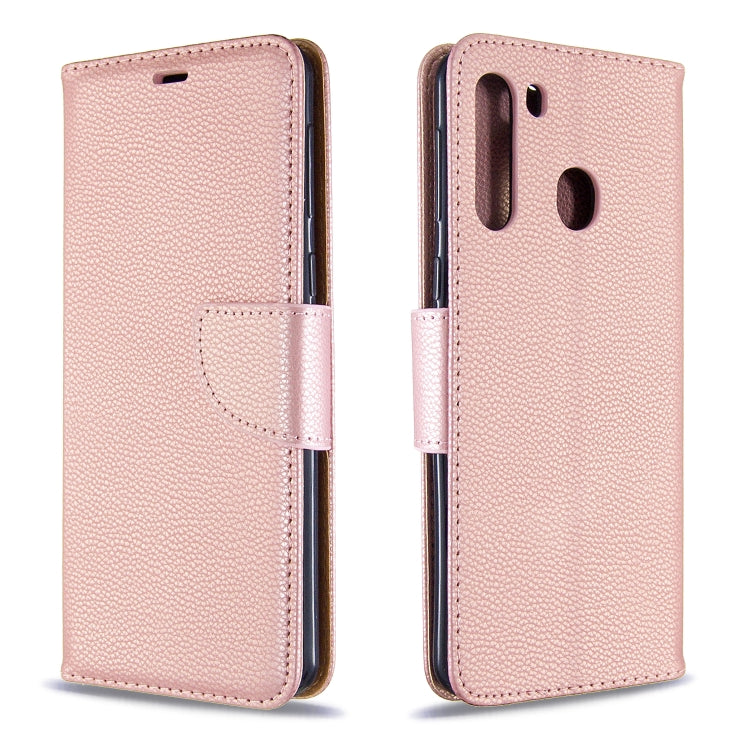 For Galaxy A21 Litchi Texture Pure Color Horizontal Flip PU Leather Case with Holder & Card Slots & Wallet & Lanyard