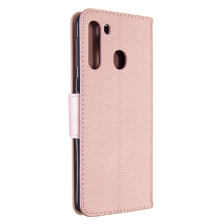 For Galaxy A21 Litchi Texture Pure Color Horizontal Flip PU Leather Case with Holder & Card Slots & Wallet & Lanyard