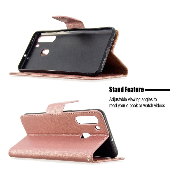 For Galaxy A21 Litchi Texture Pure Color Horizontal Flip PU Leather Case with Holder & Card Slots & Wallet & Lanyard