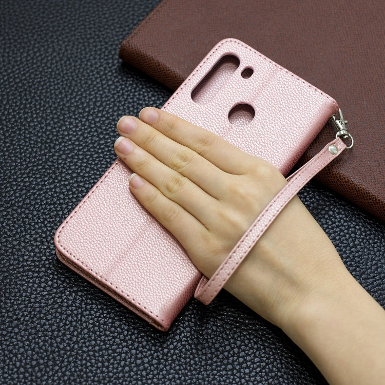 For Galaxy A21 Litchi Texture Pure Color Horizontal Flip PU Leather Case with Holder & Card Slots & Wallet & Lanyard