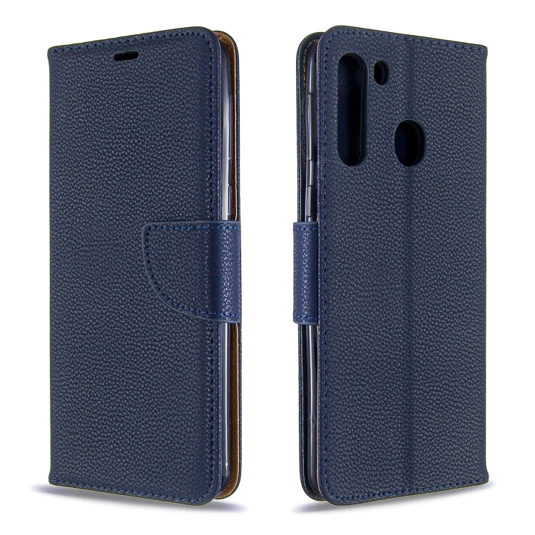 For Galaxy A21 Litchi Texture Pure Color Horizontal Flip PU Leather Case with Holder & Card Slots & Wallet & Lanyard