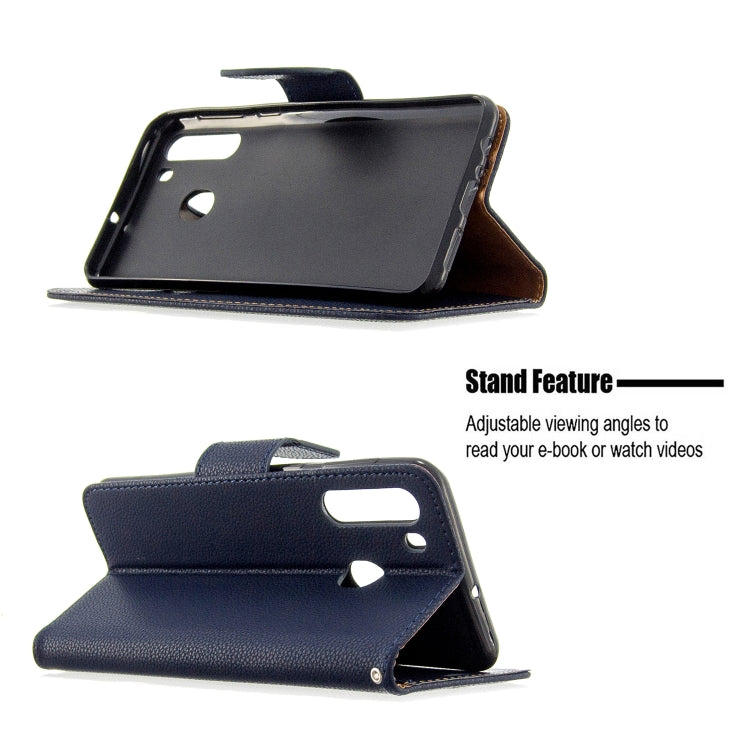 For Galaxy A21 Litchi Texture Pure Color Horizontal Flip PU Leather Case with Holder & Card Slots & Wallet & Lanyard