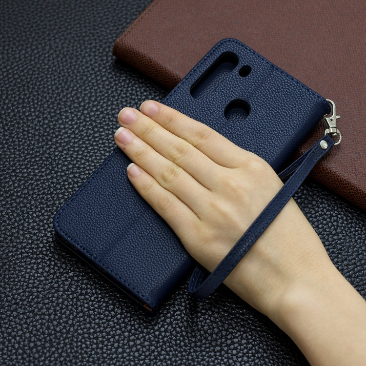 For Galaxy A21 Litchi Texture Pure Color Horizontal Flip PU Leather Case with Holder & Card Slots & Wallet & Lanyard