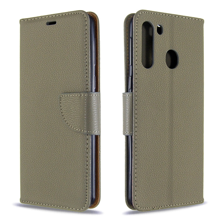 For Galaxy A21 Litchi Texture Pure Color Horizontal Flip PU Leather Case with Holder & Card Slots & Wallet & Lanyard