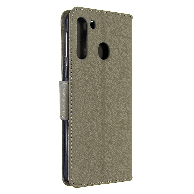 For Galaxy A21 Litchi Texture Pure Color Horizontal Flip PU Leather Case with Holder & Card Slots & Wallet & Lanyard