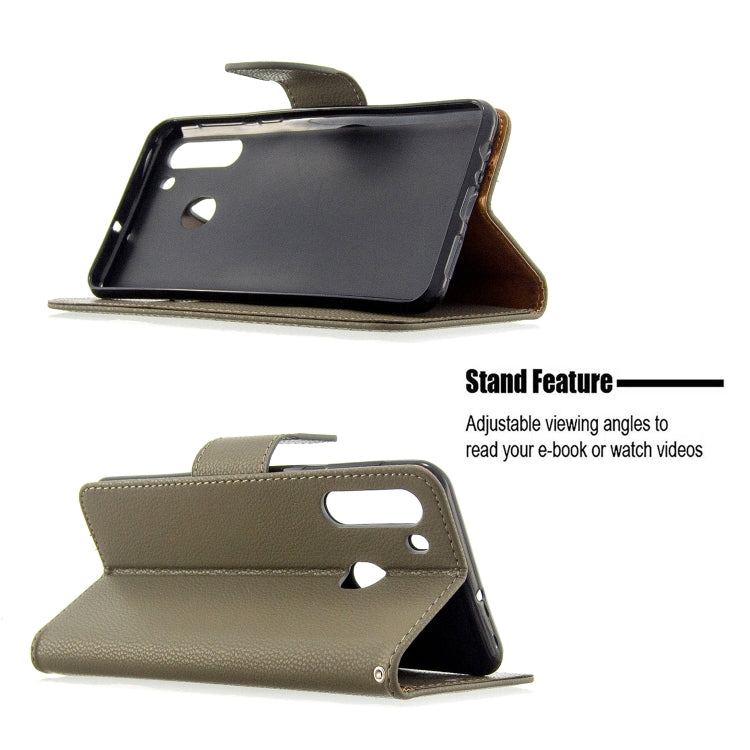 For Galaxy A21 Litchi Texture Pure Color Horizontal Flip PU Leather Case with Holder & Card Slots & Wallet & Lanyard