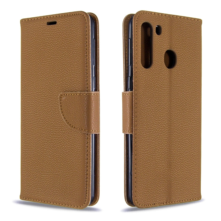 For Galaxy A21 Litchi Texture Pure Color Horizontal Flip PU Leather Case with Holder & Card Slots & Wallet & Lanyard