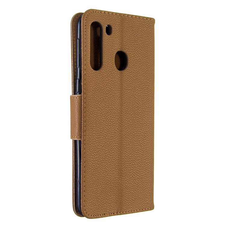 For Galaxy A21 Litchi Texture Pure Color Horizontal Flip PU Leather Case with Holder & Card Slots & Wallet & Lanyard