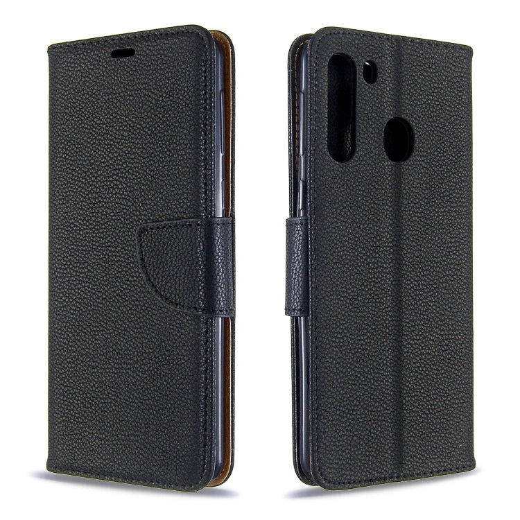For Galaxy A21 Litchi Texture Pure Color Horizontal Flip PU Leather Case with Holder & Card Slots & Wallet & Lanyard