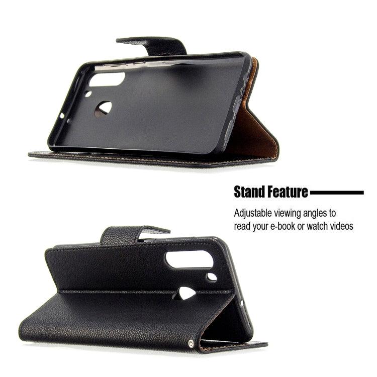 For Galaxy A21 Litchi Texture Pure Color Horizontal Flip PU Leather Case with Holder & Card Slots & Wallet & Lanyard