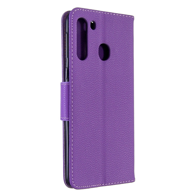 For Galaxy A21 Litchi Texture Pure Color Horizontal Flip PU Leather Case with Holder & Card Slots & Wallet & Lanyard