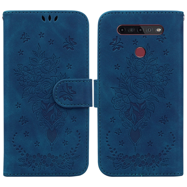 For LG K41S / K51S Butterfly Rose Embossed Leather Phone Case