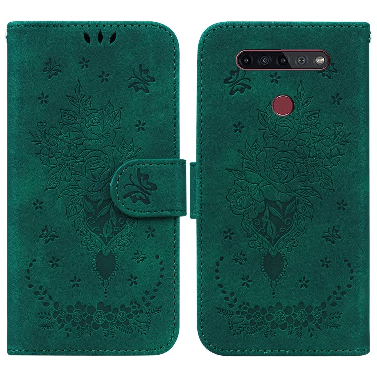 For LG K41S / K51S Butterfly Rose Embossed Leather Phone Case