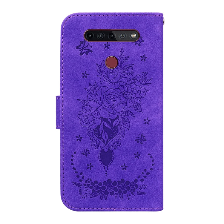 For LG K41S / K51S Butterfly Rose Embossed Leather Phone Case