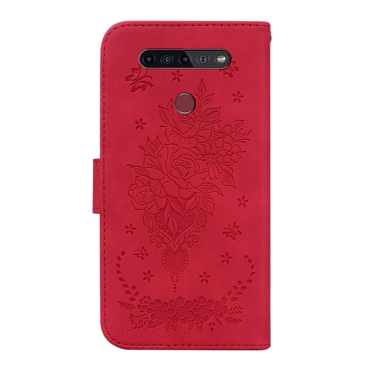 For LG K41S / K51S Butterfly Rose Embossed Leather Phone Case