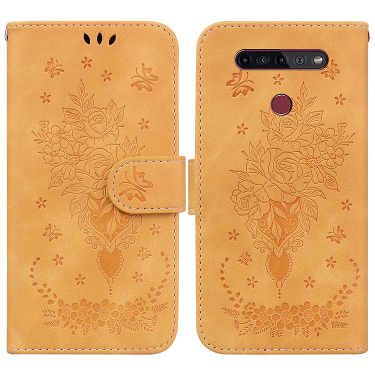 For LG K41S / K51S Butterfly Rose Embossed Leather Phone Case