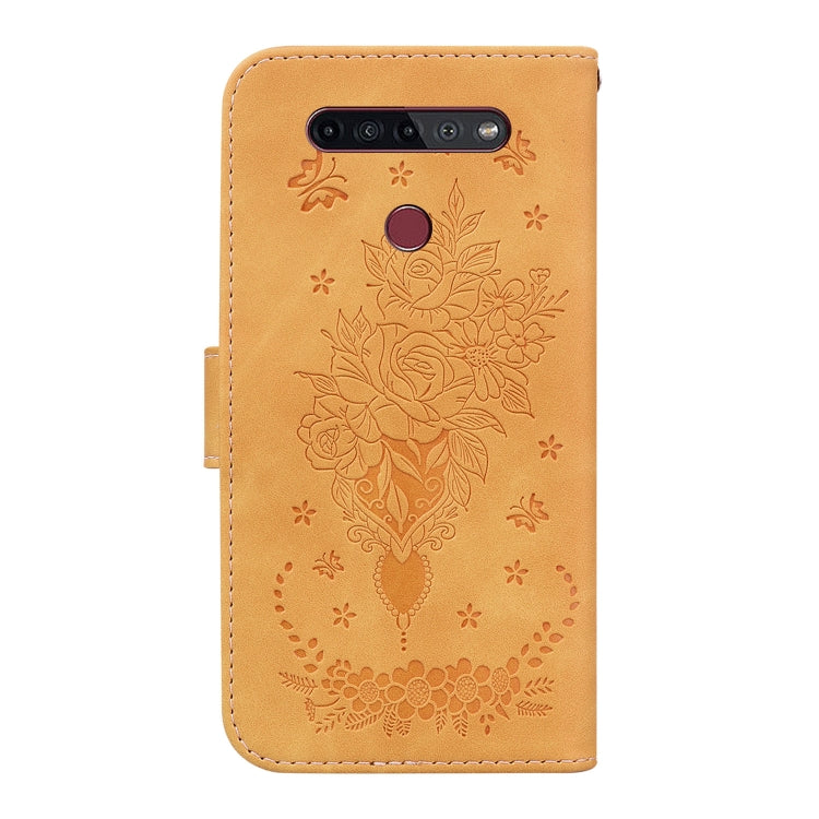 For LG K41S / K51S Butterfly Rose Embossed Leather Phone Case