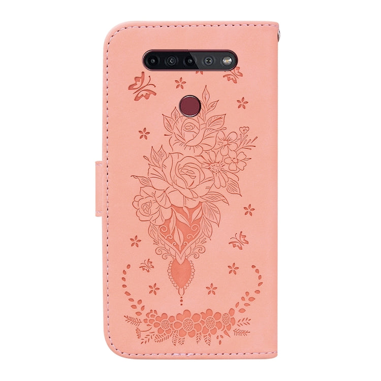 For LG K41S / K51S Butterfly Rose Embossed Leather Phone Case