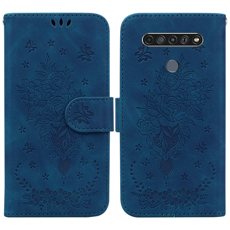 For LG K61 Butterfly Rose Embossed Leather Phone Case
