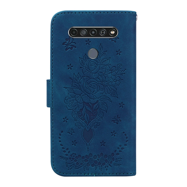 For LG K61 Butterfly Rose Embossed Leather Phone Case