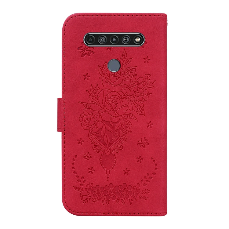 For LG K61 Butterfly Rose Embossed Leather Phone Case