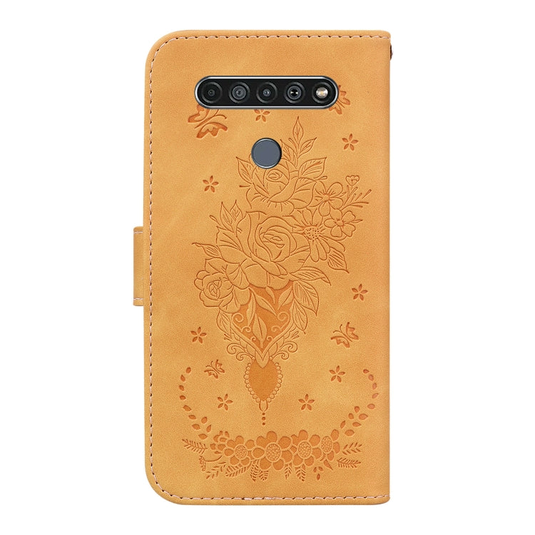 For LG K61 Butterfly Rose Embossed Leather Phone Case