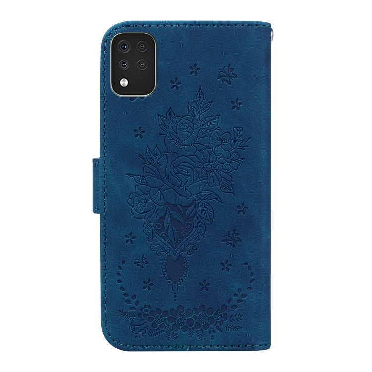 For LG K42 Butterfly Rose Embossed Leather Phone Case
