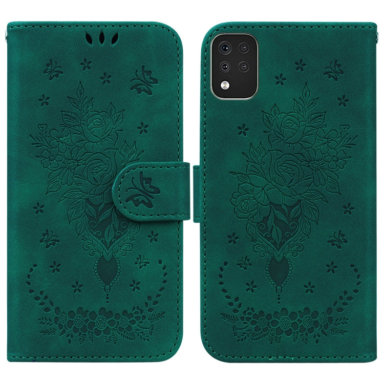 For LG K42 Butterfly Rose Embossed Leather Phone Case