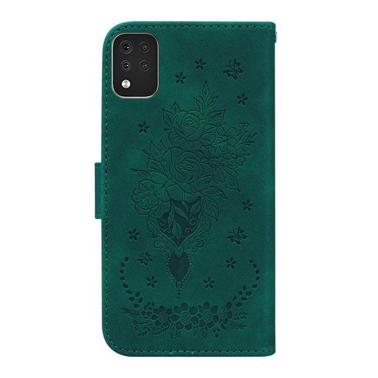 For LG K42 Butterfly Rose Embossed Leather Phone Case
