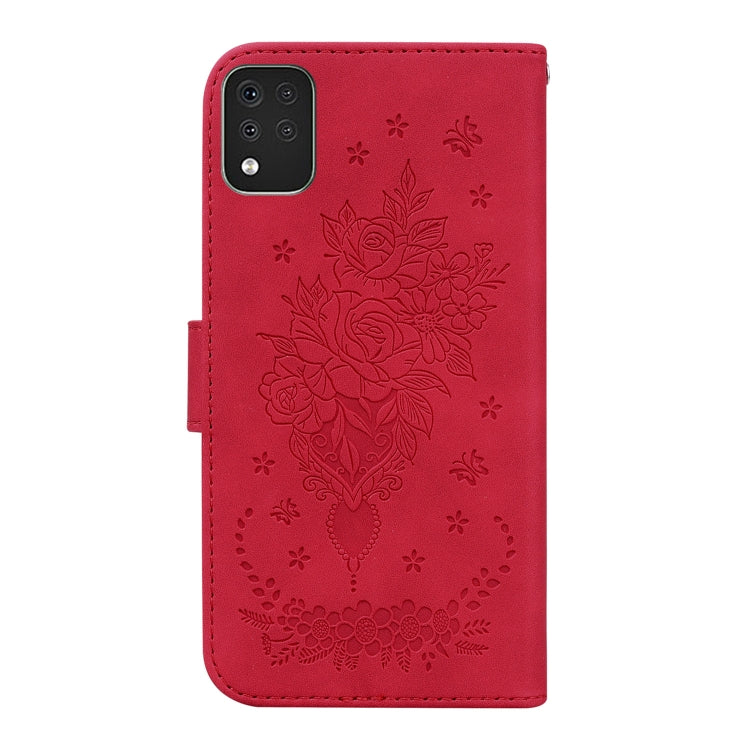 For LG K42 Butterfly Rose Embossed Leather Phone Case