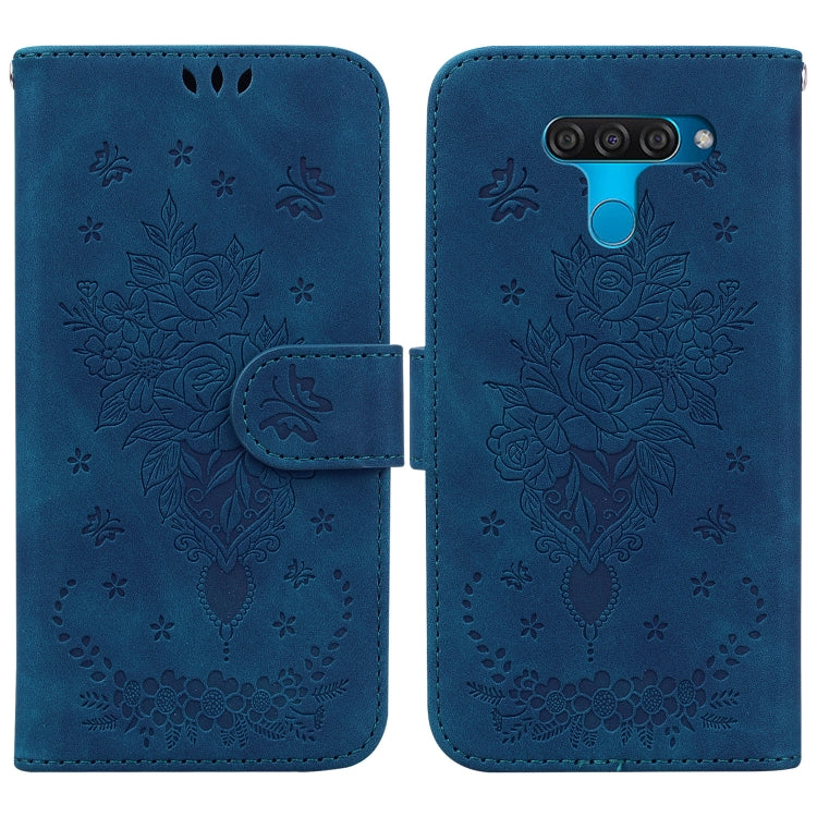 For LG K50 / Q60 Butterfly Rose Embossed Leather Phone Case