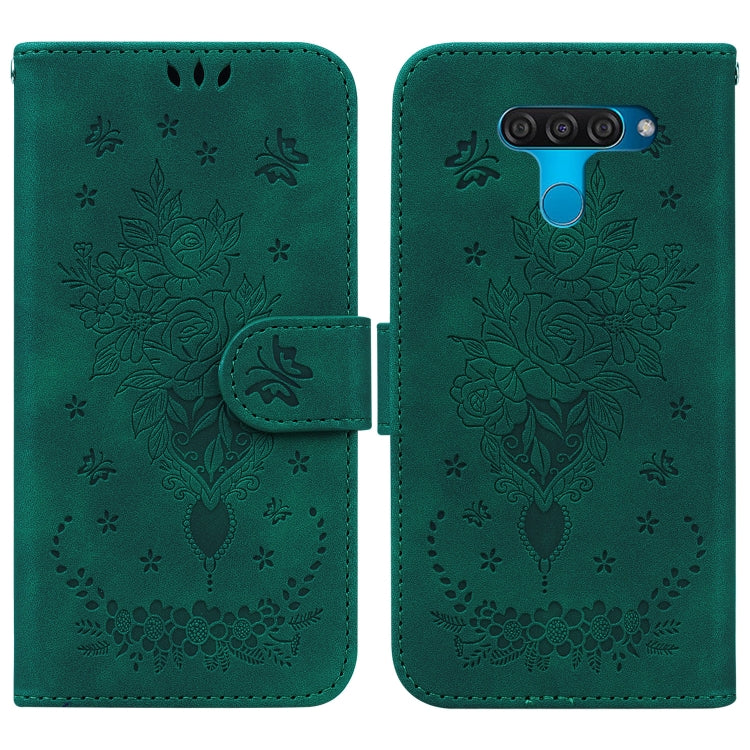 For LG K50 / Q60 Butterfly Rose Embossed Leather Phone Case
