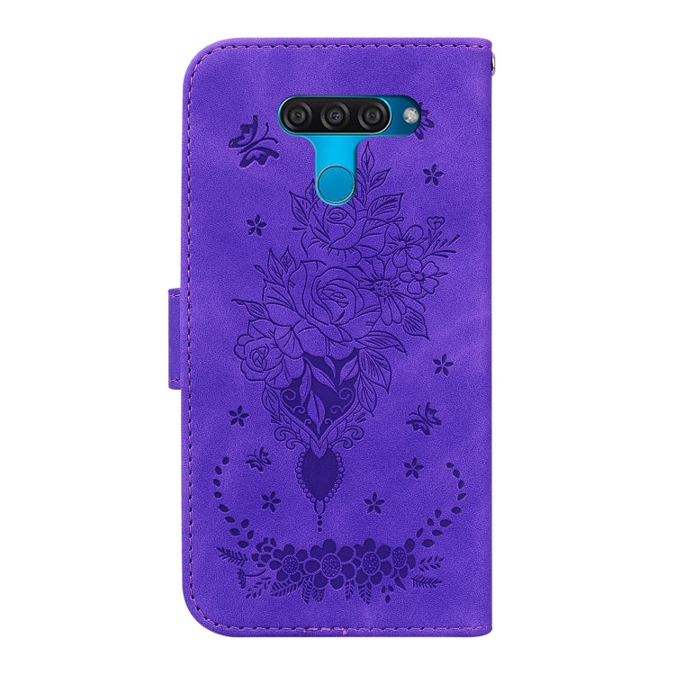 For LG K50 / Q60 Butterfly Rose Embossed Leather Phone Case