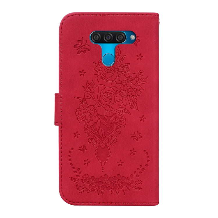 For LG K50 / Q60 Butterfly Rose Embossed Leather Phone Case