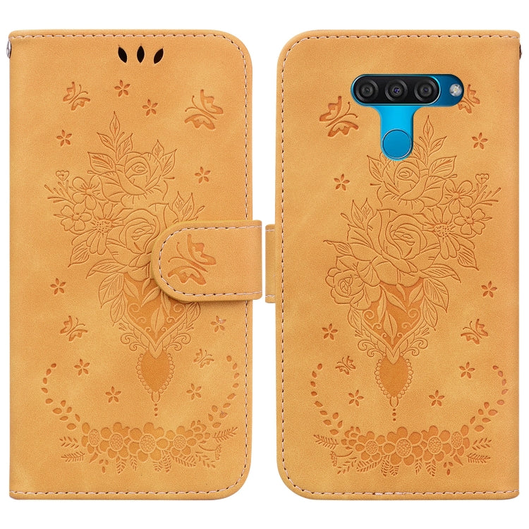 For LG K50 / Q60 Butterfly Rose Embossed Leather Phone Case
