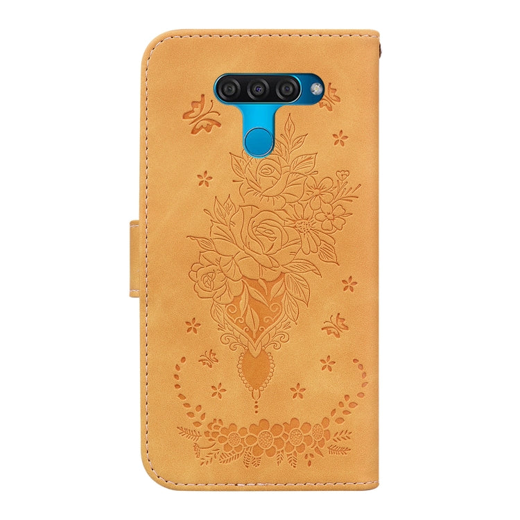 For LG K50 / Q60 Butterfly Rose Embossed Leather Phone Case