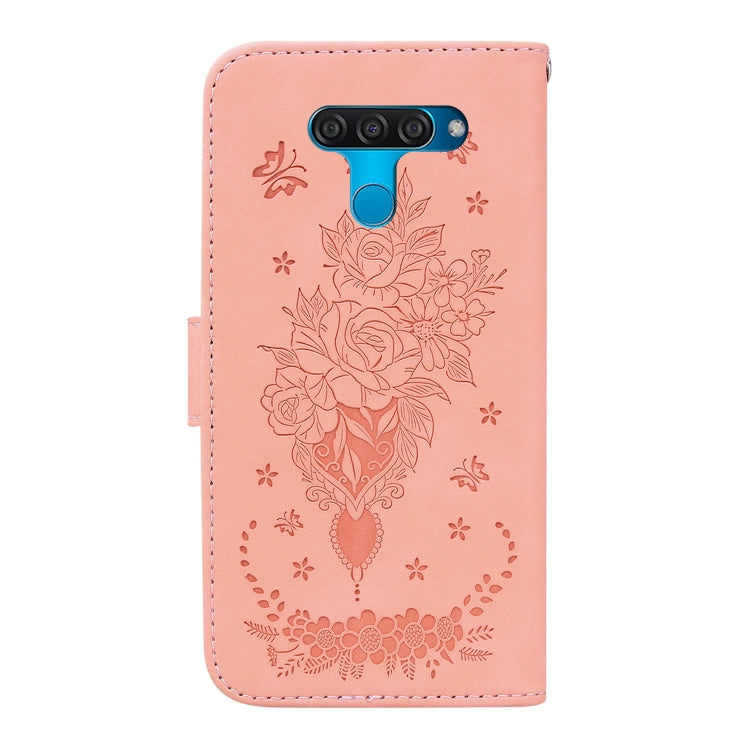 For LG K50 / Q60 Butterfly Rose Embossed Leather Phone Case