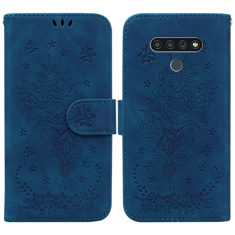 For LG K71 / Stylo 6 Butterfly Rose Embossed Leather Phone Case