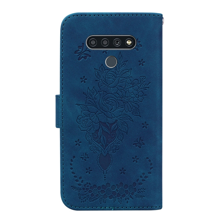 For LG K71 / Stylo 6 Butterfly Rose Embossed Leather Phone Case