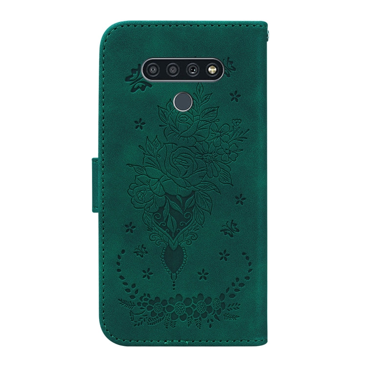 For LG K71 / Stylo 6 Butterfly Rose Embossed Leather Phone Case