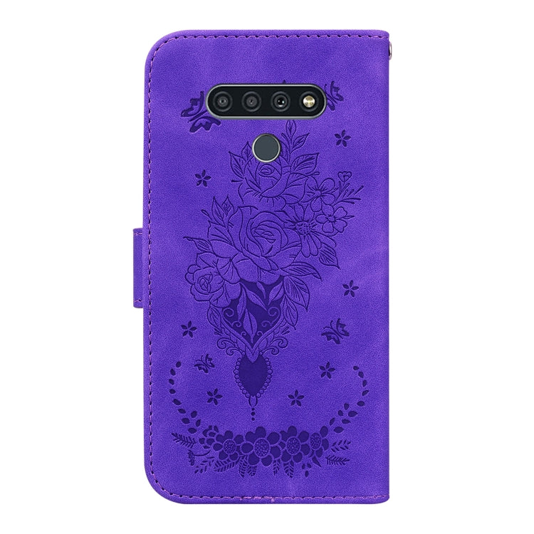For LG K71 / Stylo 6 Butterfly Rose Embossed Leather Phone Case