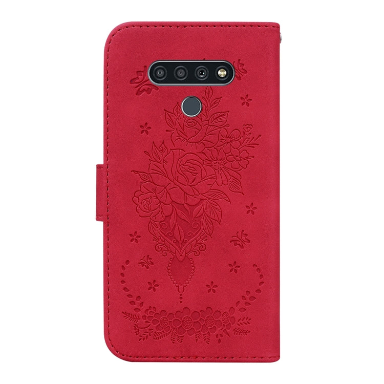 For LG K71 / Stylo 6 Butterfly Rose Embossed Leather Phone Case