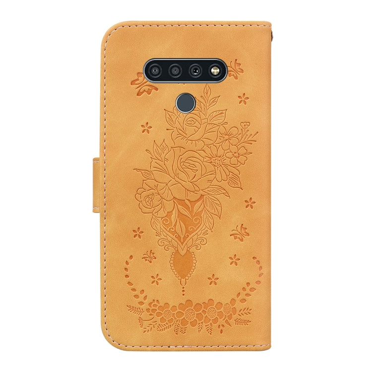 For LG K71 / Stylo 6 Butterfly Rose Embossed Leather Phone Case