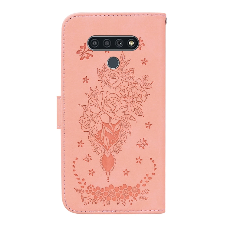 For LG K71 / Stylo 6 Butterfly Rose Embossed Leather Phone Case