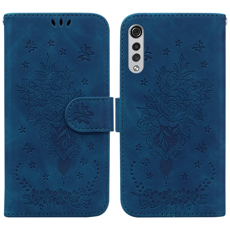 For LG Velvet / G9 5G / 4G Butterfly Rose Embossed Leather Phone Case