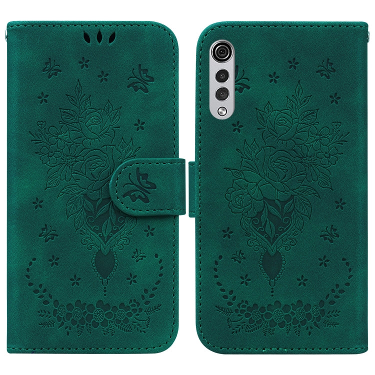 For LG Velvet / G9 5G / 4G Butterfly Rose Embossed Leather Phone Case