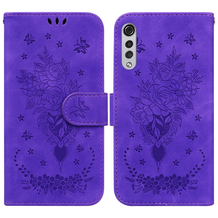 For LG Velvet / G9 5G / 4G Butterfly Rose Embossed Leather Phone Case
