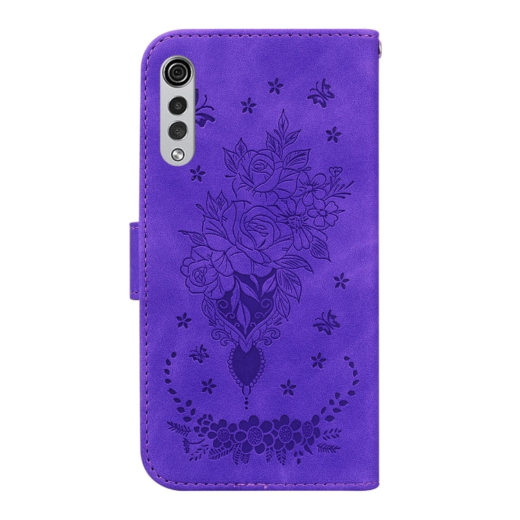 For LG Velvet / G9 5G / 4G Butterfly Rose Embossed Leather Phone Case